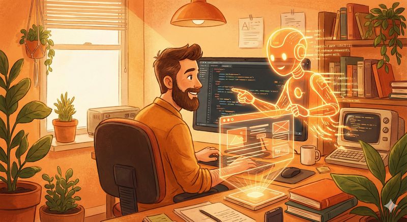 Un développeur travaille sur un projet web aidé par une IA