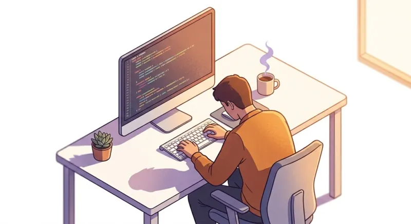 Un développeur freelance travaille sur un projet technique de longue durée