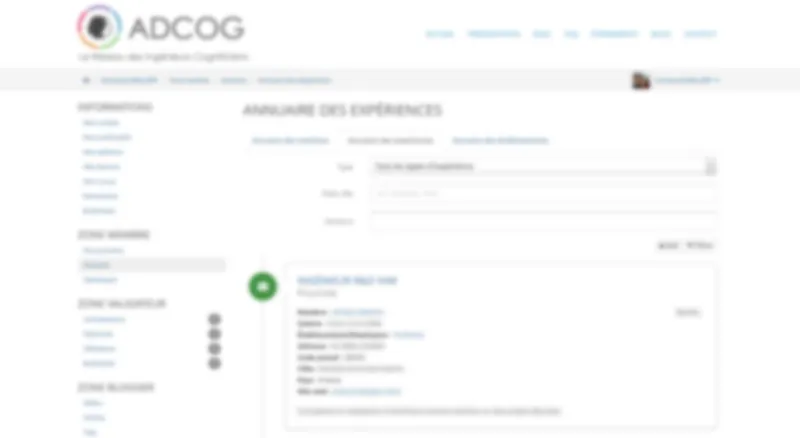 Annuaire des expériences ADCOG : recherche par type, mots clés et secteurs avec fiches détaillées.