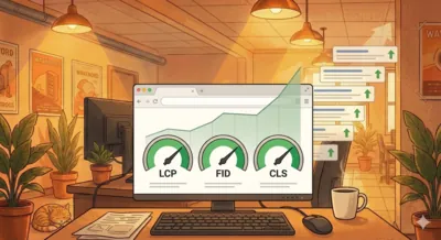 Un rapport Core Web Vitals affiche des scores verts sur les trois métriques