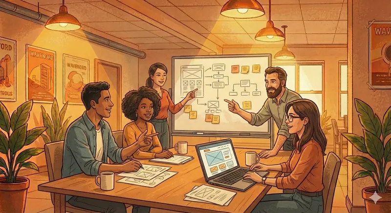 Une équipe échange pour créer une application web.