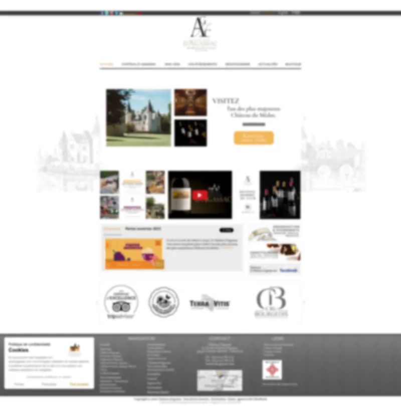 Page d'accueil d'un château viticole du Médoc : visites, oenotourisme, événements et partenaires.