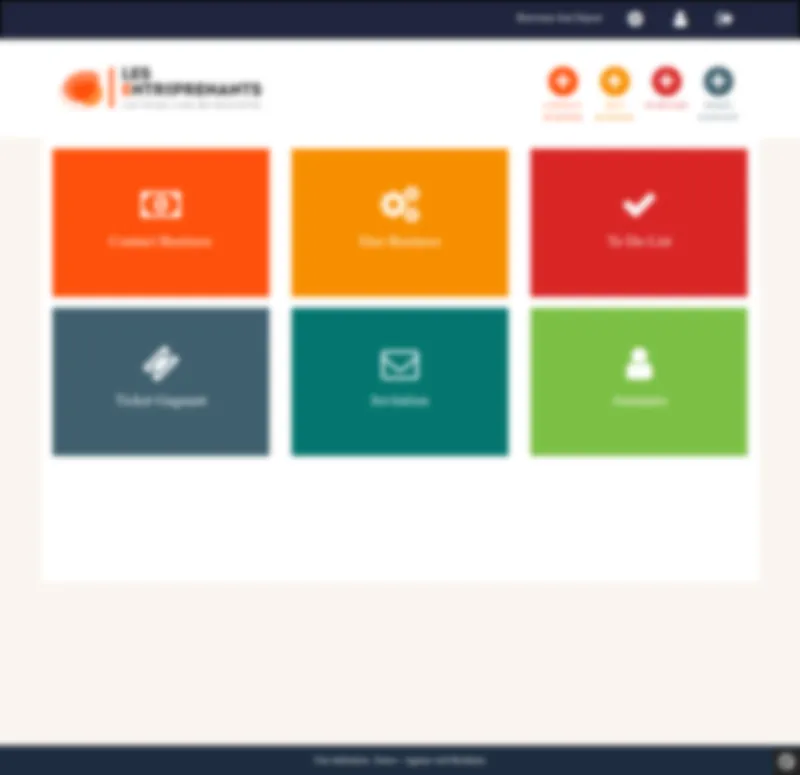 Tableau de bord membre d'un club d'affaires : accès rapide aux contacts business, duos, todos, tickets, invitations et annuaire.