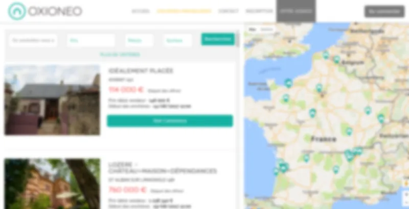 Résultats de recherche : annonces immobilières avec prix et carte interactive des biens disponibles en France.