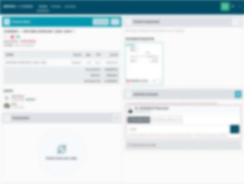 Détail d'une facture client : lignes de facturation, TVA, fichiers étiquetés, transactions et fil d'activité.