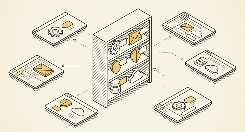 Une librairie de composants partagée alimente plusieurs applications indépendantes sans les attacher entre elles