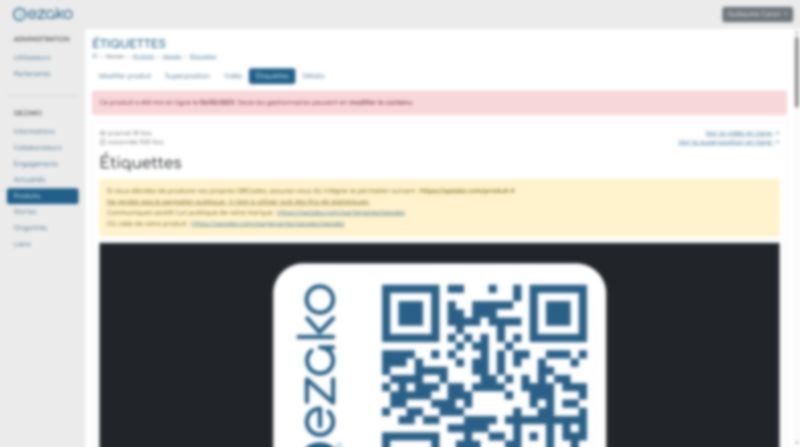 Gestion des étiquettes produit avec génération de QR Code et permalien unique.