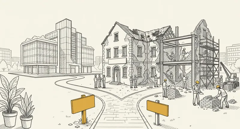 Un système logiciel ancien se transforme progressivement en architecture moderne