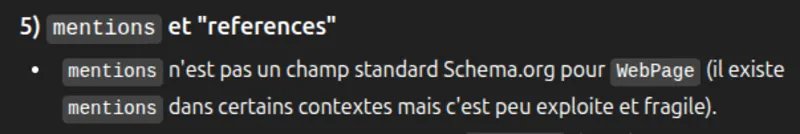 Screenshot de propositions erronées de ChatGPT pour améliorer le SEO de x10-solutions.fr
