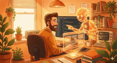 Un développeur travaille sur un projet web aidé par une IA