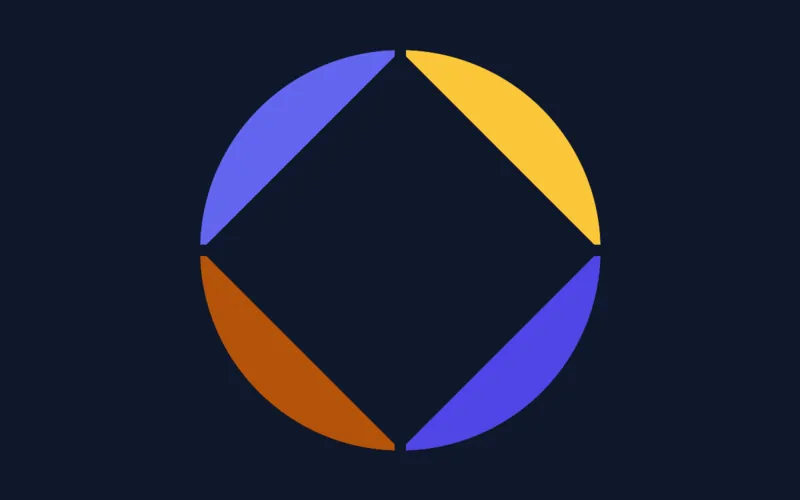 Écran de jeu Simon : un disque divisé en quatre quadrants colorés, l'un d'eux illuminé.