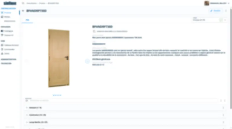 Fiche produit PIM : données produit, image, description et diffusion multi-canal.