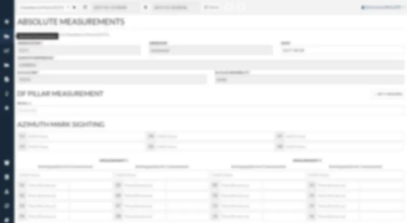 Formulaire de mesures absolues : saisie des relevés d'observatoire avec azimuth, DI-flux et mesures angulaires.