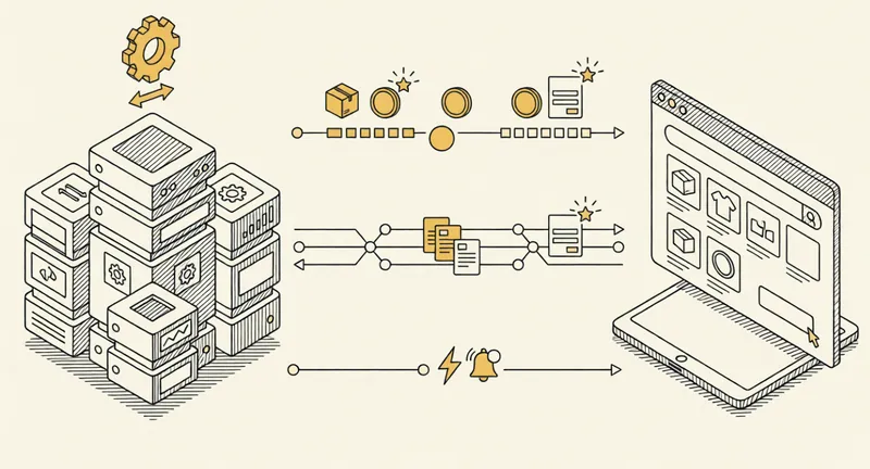 Schéma de synchronisation des flux entre un ERP et une boutique e-commerce