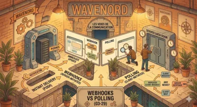 Deux architectures d'intégration comparées : polling et webhooks
