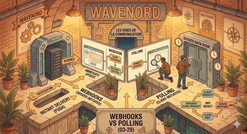 Deux architectures d'intégration comparées : polling et webhooks